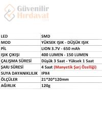 Mercure El Feneri Ledli MC 7740 Şarjlı 400 Lumen