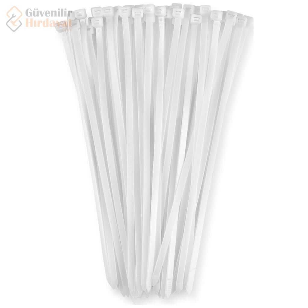 Frt Beyaz Kablo Bağı Plastik Cırt Kelepçe 2.5X200 Mm Klips 100 Adet