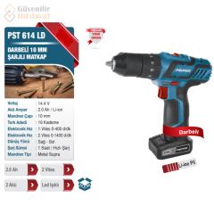 Proter PST 614 LD 14.4V 2 Ah Li-ion Çift Akülü Darbeli Matkap Vidalama